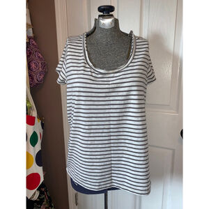 Women's Calvin Klein Performance White Gray Striped Short Sleeve Tee M